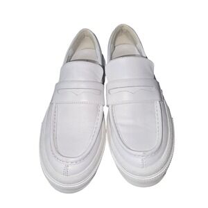 J/Slides Penny Loafer Womens 6M White Good Platform Leather Slip On Shoes